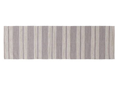 Alfombra de pasillo de algodón gris y beige 60 × 200 cm CABOURG